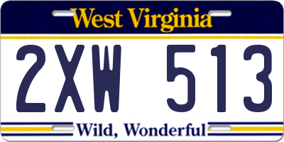 WV license plate 2XW513