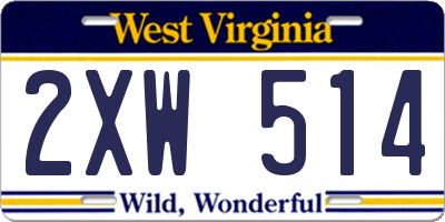 WV license plate 2XW514