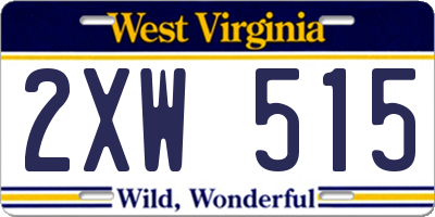WV license plate 2XW515