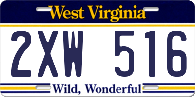 WV license plate 2XW516