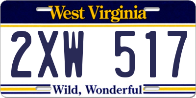 WV license plate 2XW517