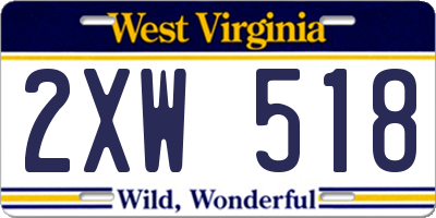 WV license plate 2XW518