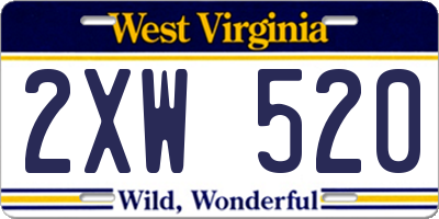 WV license plate 2XW520