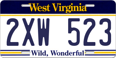 WV license plate 2XW523