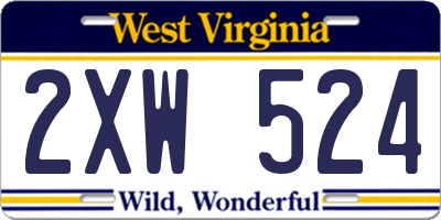 WV license plate 2XW524