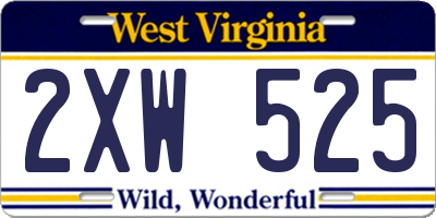 WV license plate 2XW525