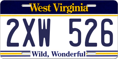 WV license plate 2XW526
