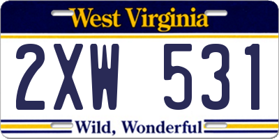 WV license plate 2XW531