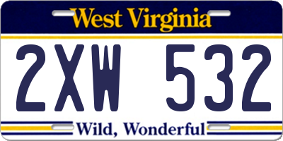 WV license plate 2XW532