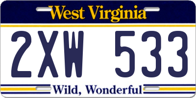 WV license plate 2XW533