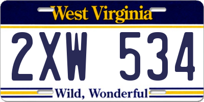 WV license plate 2XW534