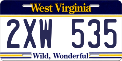 WV license plate 2XW535