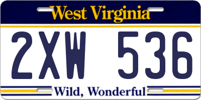 WV license plate 2XW536