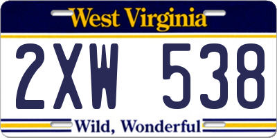 WV license plate 2XW538