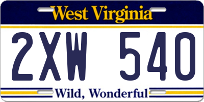 WV license plate 2XW540