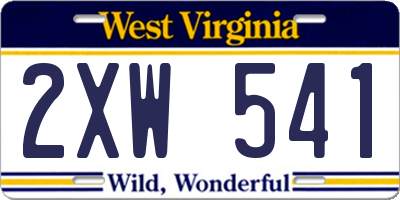 WV license plate 2XW541