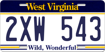 WV license plate 2XW543