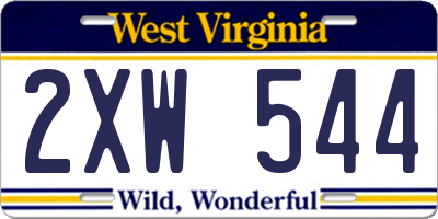 WV license plate 2XW544