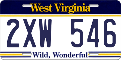 WV license plate 2XW546
