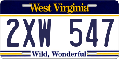 WV license plate 2XW547