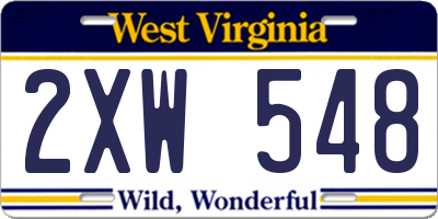 WV license plate 2XW548