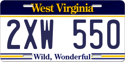 WV license plate 2XW550