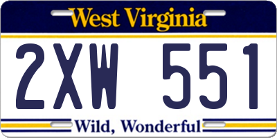 WV license plate 2XW551