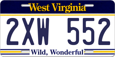 WV license plate 2XW552