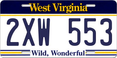 WV license plate 2XW553