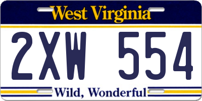 WV license plate 2XW554