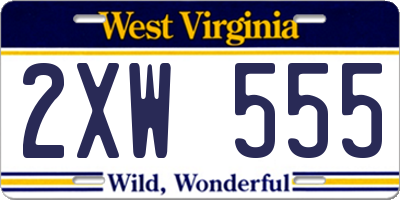 WV license plate 2XW555