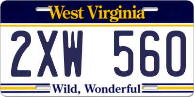 WV license plate 2XW560