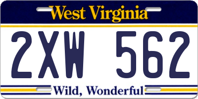 WV license plate 2XW562