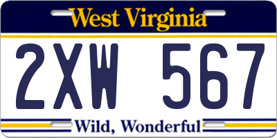 WV license plate 2XW567