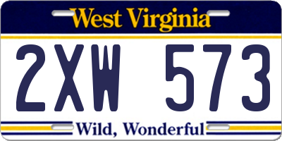 WV license plate 2XW573
