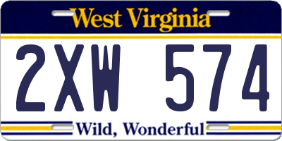 WV license plate 2XW574