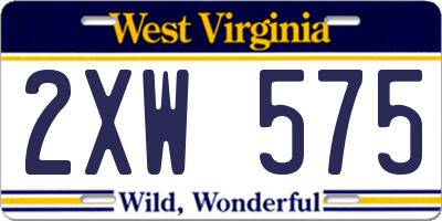 WV license plate 2XW575