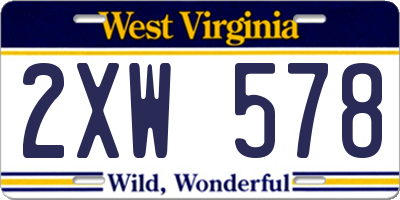 WV license plate 2XW578