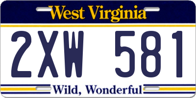 WV license plate 2XW581