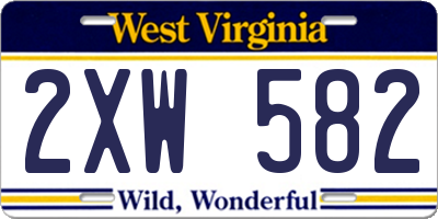 WV license plate 2XW582