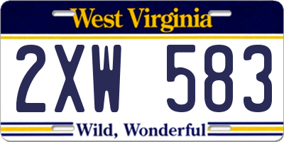 WV license plate 2XW583