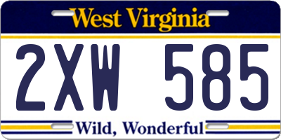 WV license plate 2XW585