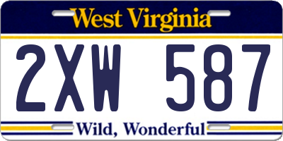 WV license plate 2XW587