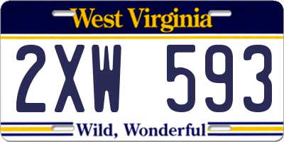 WV license plate 2XW593