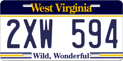 WV license plate 2XW594