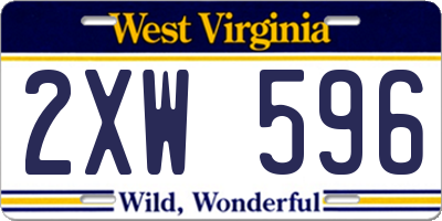 WV license plate 2XW596