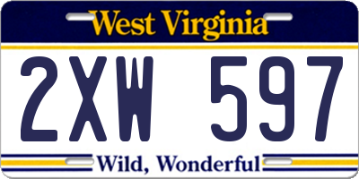 WV license plate 2XW597