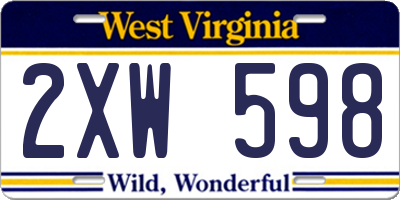 WV license plate 2XW598