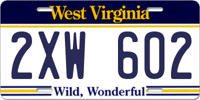 WV license plate 2XW602