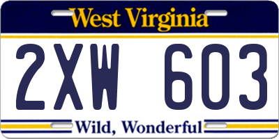 WV license plate 2XW603